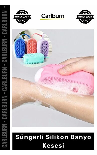 Özel Üretim Çift Taraflı Vücut Peeling Masaj Fırçası Yumuşak Lifli Süngerli Silikon Banyo Kesesi