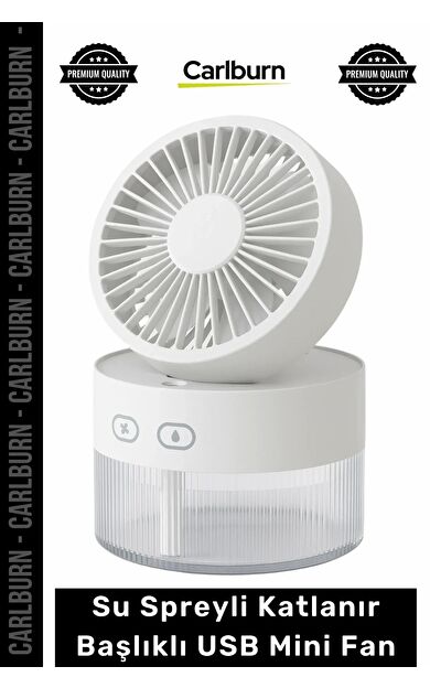 #Vantilatör Masaüstü Şarjlı Portatif Hava Soğutucu Işıklı Su Spreyli Katlanır Başlıklı USB Mini Fan
