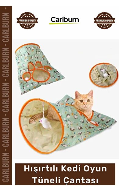 #KediOyuncağı İnteraktif Katlanabilir Peluş Fare Oyuncaklı Kirpi Hışırtılı Kedi Oyun Tüneli Çantası