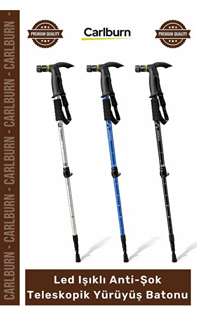 #Baston Dağcılık Amortisörlü 110cm Outdoor Sağlam Led Işıklı Anti Şok Teleskopik Yürüyüş Batonu