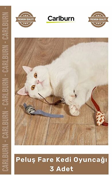 #Petshop Isırmaya Dayanıklı Kaliteli Kumaş İnteraktif Darbe Dirençli Peluş Fare Kedi Oyuncağı 3 Adet
