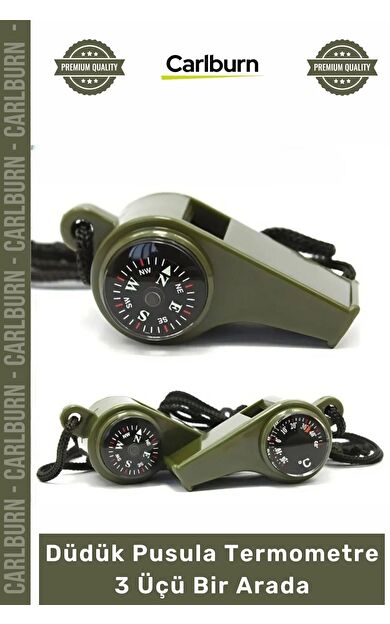 #Düdük Outdoor Kamp Hayatta Kalma Taktik Haki Yeşil Düdük Pusula Termometre 3 Üçü Bir Arada