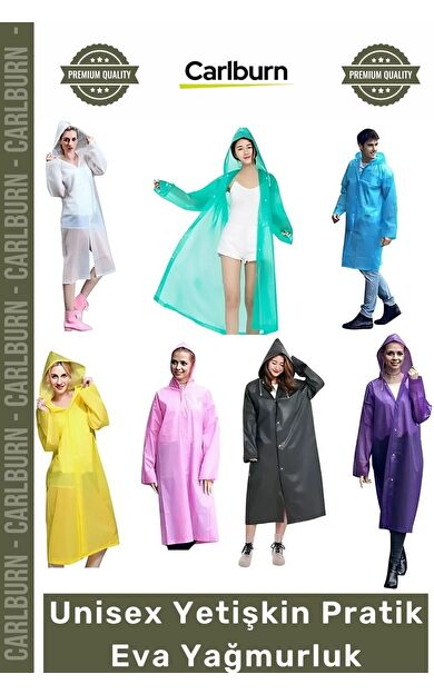 #Yağmurluk Su Geçirmez Kaliteli Dayanıklı Kapüşonlu Şık Tasarım Unisex Yetişkin Pratik Eva Yağmurluk - 1 Adet