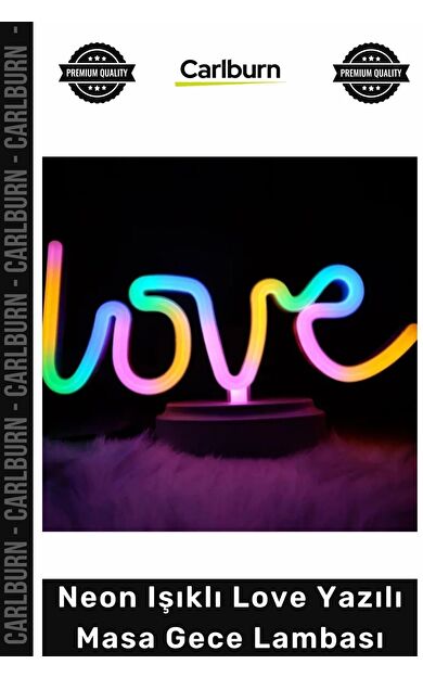 #GeceLambası Dekoratif Led Tasarım USB Pilli Romantik Hediye Neon Işıklı Love Yazılı Masa Gece Lambası