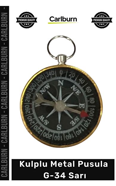 #Pusula Paslanmaz Çelik Dayanıklı Su Geçirmez Hassas Kamp Pusula Kulplu Metal Pusula G34 Sarı