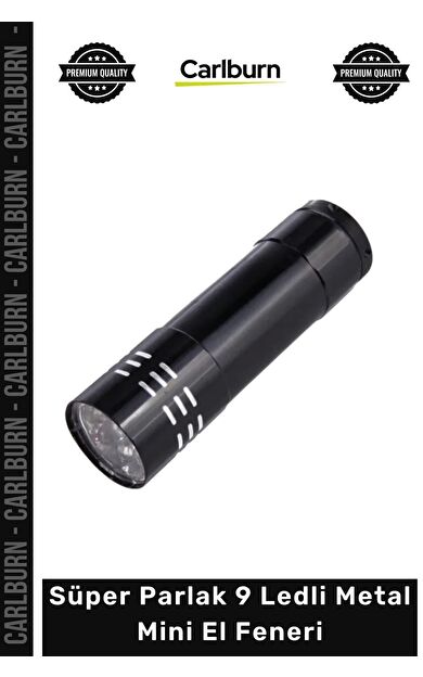 #ElFeneri Kaliteli Alüminyum Gövdeli Güçlü Zenon Işıklı Süper Parlak 9 Ledli Metal Mini El Feneri