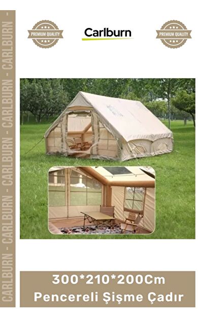 #Çadır Lüks Geniş Kamp 6 Kişilik 4 Mevsim 2 Kapılı Tavan 300*210*200Cm Pencereli Şişme Çadır