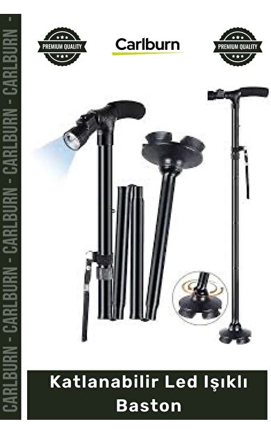 Özel Üretim Ortopedik Ergonomik Alüminyum Ayarlanabilir Yaşlı Destek Katlanabilir Led Işıklı Baston