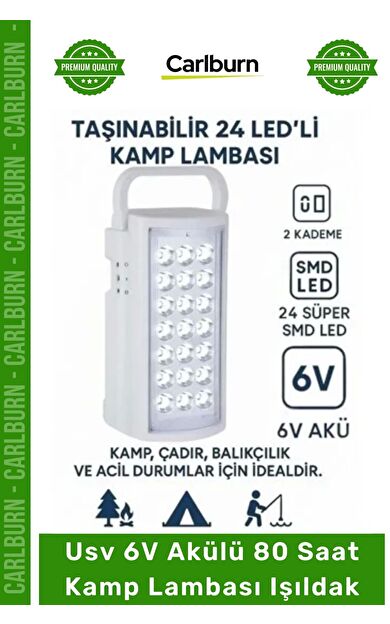 #Işıldak Şarjlı Led Portatif Güçlü Aydınlatma Feneri Usv 6V Akülü 80 Saat Kamp Lambası Işıldak