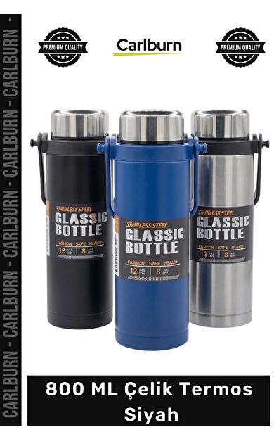 #Termos Paslanmaz Sızdırmaz Dayanıklı Sıcak Soğuk Outdoor Matara Şık 800 ML Çelik Termos Siyah