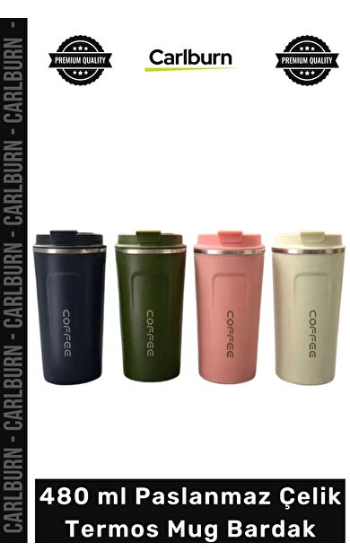 #Mug Sızdırmaz Kilitli Kapaklı Vakumlu Isı Yalıtımlı 480 ml Paslanmaz Çelik Termos Mug Bardak