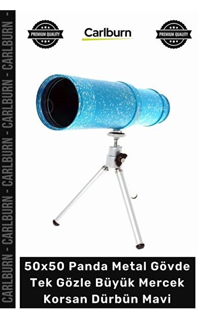 #Dürbün Profesyonel Optik 50x50 Panda Metal Gövde Tek Gözle Büyük Mercek Korsan Dürbün Mavi