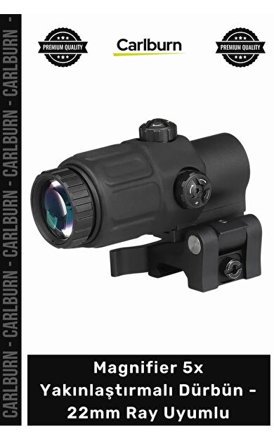 #Dürbün Siyah Taktik Magnifier 5x Yakınlaştırmalı Dürbün 22mm Ray Uyumlu Katlanır Yaylı Ayaklı