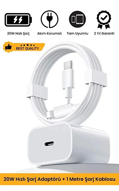 iPhone Tüm Serilere Uyumlu 20w Hızlı Şarj Seti Adaptör Type C Kablosu 7 8 X 11 12 13 14 15 Plus Pro