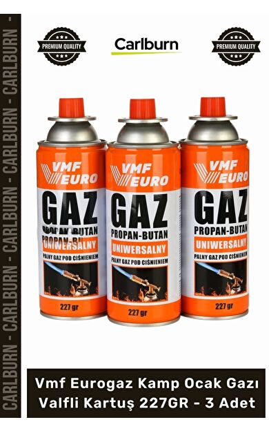 #KampOcağıPürmüz Uyumlu Propan Bütan Vmf Eurogaz Kamp Ocak Gazı Valfli Kartuş 227GR 3 Adet