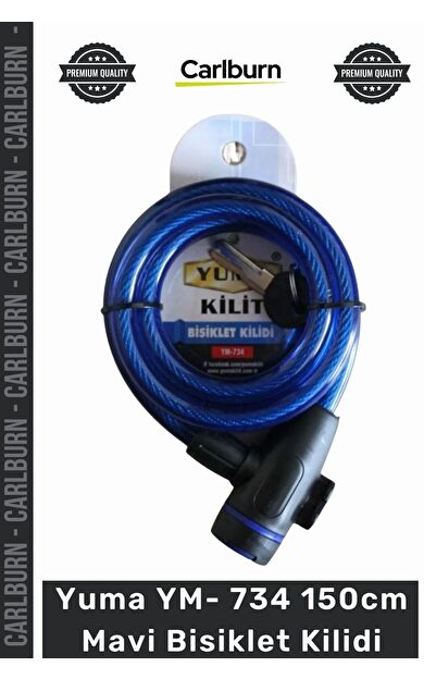 #Kilit Çelik Halat Zırhlı Güvenli Dayanıklı 12mm Kalınlık YM 734 150cm Mavi Bisiklet Kilidi
