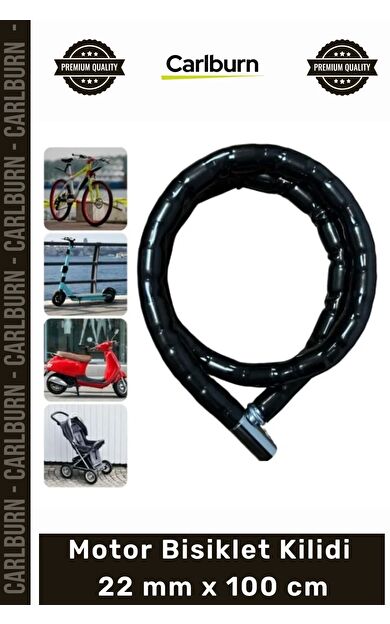 #Kilit Çelik Spiral Halat Zırhlı Güvenlik Emniyet Zinciri Sağlam Motor Bisiklet Kilidi 22 mm x 100cm
