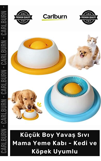 #MamaKabı Mavi Küçük Boy Yavaş Sıvı Mama Yeme Kabı Kedi Köpek Uyumlu Ödül Maması Kabı