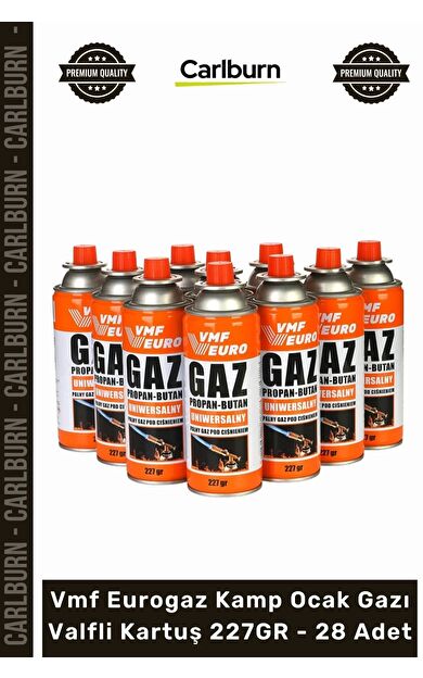 #OcakGazı Pürmüz Uyumlu Bütan Propan Vmf Eurogaz Kamp Ocak Gazı Valfli Kartuş 227GR 28 Adet