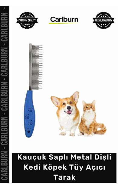 #Petshop Ergonomik Kauçuk Saplı Metal Dişli Evcil Hayvan Bakım Masaj Kedi Köpek Tüy Açıcı Tarak