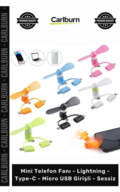 Özel Üretim Portatif Küçük Mini Telefon Fanı Lightning TypeC Micro USB Girişli Sessiz