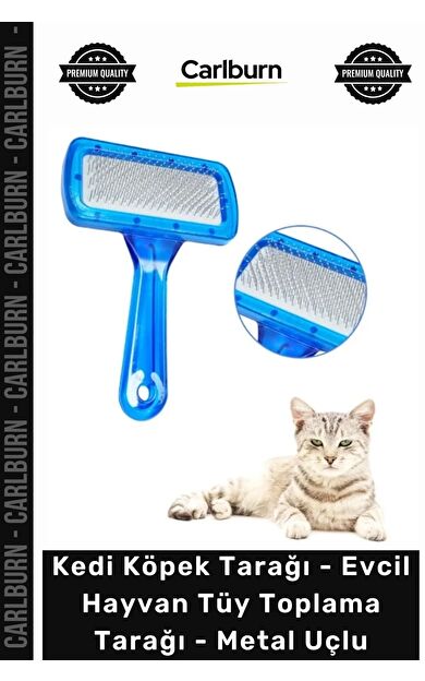 Özel Üretim Profesyonel Ergonomik Kedi Köpek Tarağı Evcil Hayvan Tüy Toplama Tarağı Metal Uçlu
