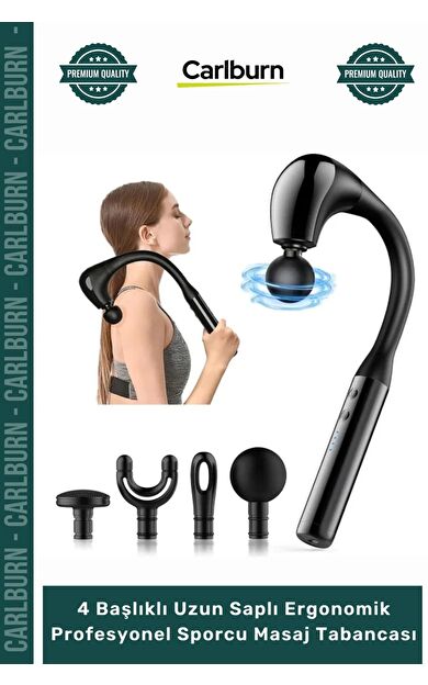 Özel Üretim Şarjlı Güçlü Masaj 4 Başlıklı Uzun Saplı Ergonomik Profesyonel Sporcu Masaj Tabancası