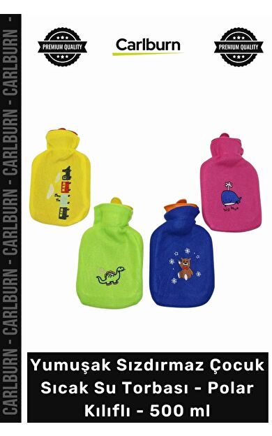 Özel Üretim Yumuşak Sevimli Desenli Sızdırmaz Güvenli Çocuk Sıcak Su Torbası Polar Kılıflı 500 ml