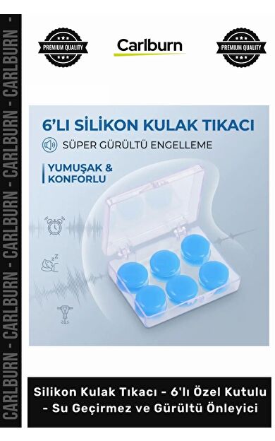 Özel Üretim Yumuşak Uyku Silikon Kulak Tıkacı 6'lı Özel Kutulu Su Geçirmez Gürültü Önleyici