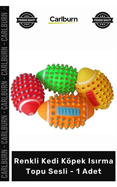 #Petshop Dikenli Tasarım Diş Kaşıyıcı Dayanıklı Temizleyici Renkli Kedi Köpek Isırma Topu Sesli - 1 Adet