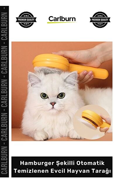 #Petshop Kedi Köpek Tüy Toplama Masaj Hamburger Şekilli Otomatik Temizlenen Evcil Hayvan Tarağı