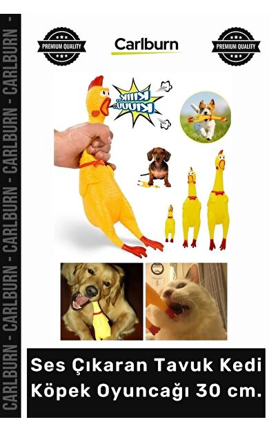 #Petshop Eğitici Dayanıklı Sesli Isırma Çiğneme Sert Ses Çıkaran Tavuk Kedi Köpek Oyuncağı 30 cm