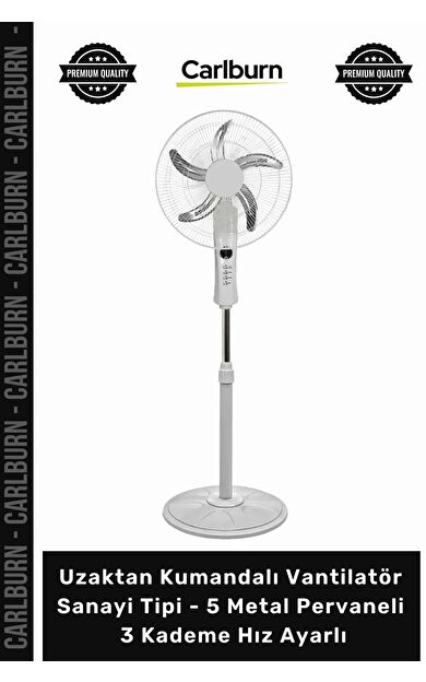 #Vantilatör Uzaktan Kumandalı Vantilatör Sanayi Tipi 5 Metal Pervaneli 3 Kademe Hız Ayarlı