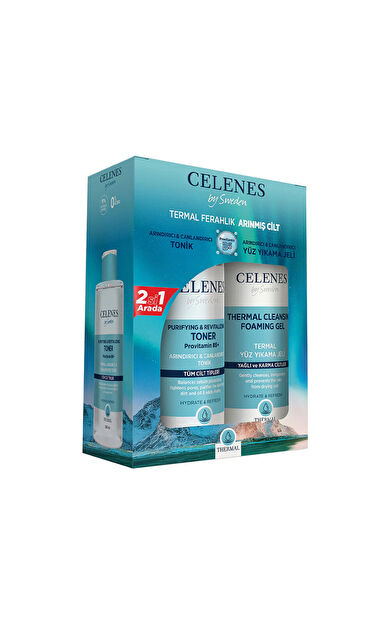 Celenes Thermal Yağlı Ve Karma Ciltler Yüz Yıkama Jeli 250 Ml + Tüm Cilt Tipleri Arındırıcı & Canlandırıcı Tonik 200 Ml