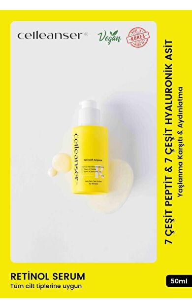 7 Çeşit Peptit & 7 Çeşit Hyaluronik Asit İçeren Yaşlanma Karşıtı ve Aydınlatıcı Retinol Serum