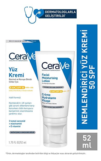 CeraVe Güneş Korumalı Nemlendirici Yüz Kremi Spf 50+ 52ml