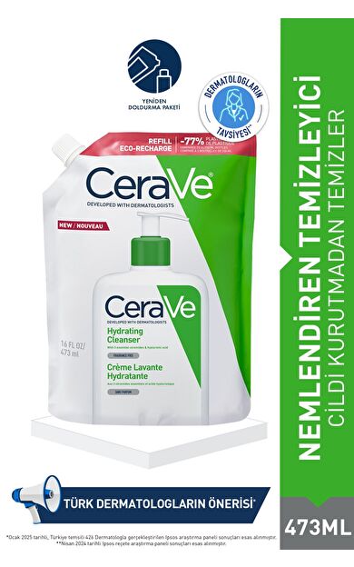 Cerave Hydrating Cleanser Normal ve Kuru Ciltlere Özel Yüz ve Vücut Nemlendirici Temizleyici Refill Dökme Poşet 473 ml
