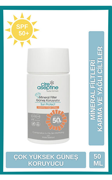 Cire Aseptine Mineral Filtreli Güneş Kremi Karma ve Yağlı Ciltler 50 Spf 50 Ml