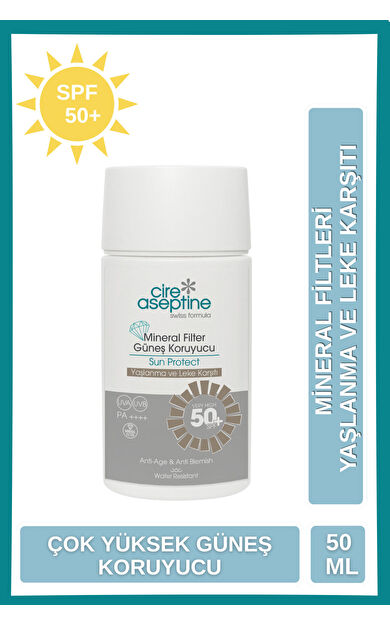 Cire Aseptine Mineral Filtreli Güneş Kremi Yaşlanma ve Leke 50 Spf 50 Ml
