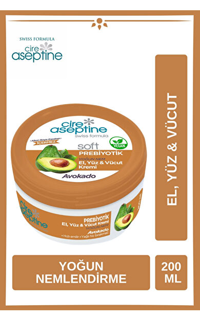Cire Aseptine Soft Avokado Prebiyotik Nemlendirici Krem 200 Ml