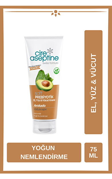 Cire Aseptine Soft Avokado Prebiyotik Nemlendirici Bakım Kremi 75 Ml