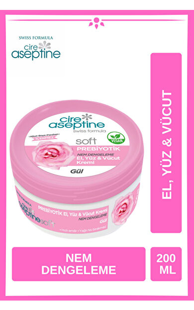 Cire Aseptine Soft Gül Prebiyotik Nemlendirici Bakım Kremi 200 Ml