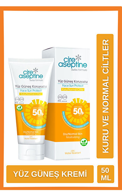 Cire Aseptine Yüz Güneş Koruyucu Kuru ve Normal Ciltler 50 Spf 50 Ml