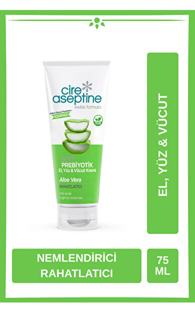 Cire Aseptine Soft Aloe Vera Prebiyotik Nemlendirici Bakım Kremi 75 Ml