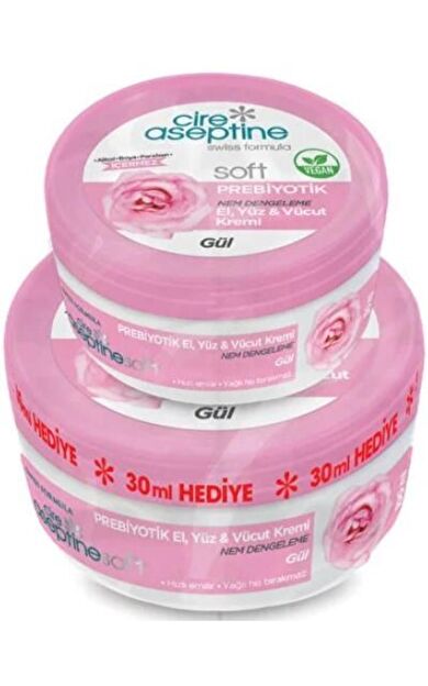 Cire Aseptine Soft Prebiyotik Gül Krem 100 Ml + 30 Ml