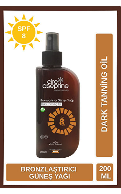 Cire Aseptine Bronzlaştırıcı Güneş Yağı 8 Spf 200 Ml