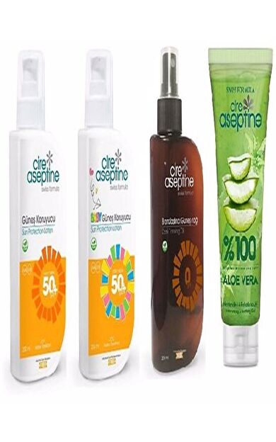 Cire Aseptine Güneş Koruyucu 50Spf-Güneş Koruyucu Baby 50Spf-Bronzlaştıcı-Güneş Sonra Aloevera Jel