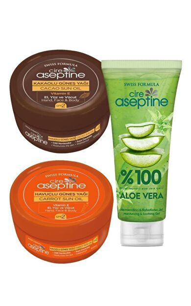 Cire Aseptine Havuç Kakao Yağlı After Sun Güneş Bakım Seti