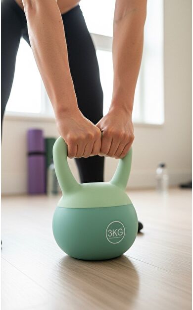 CKSPOR Soft Kettlebell 3 kg – Evde Spor ve Fonksiyonel Antrenman Ağırlığı (Yeşil)