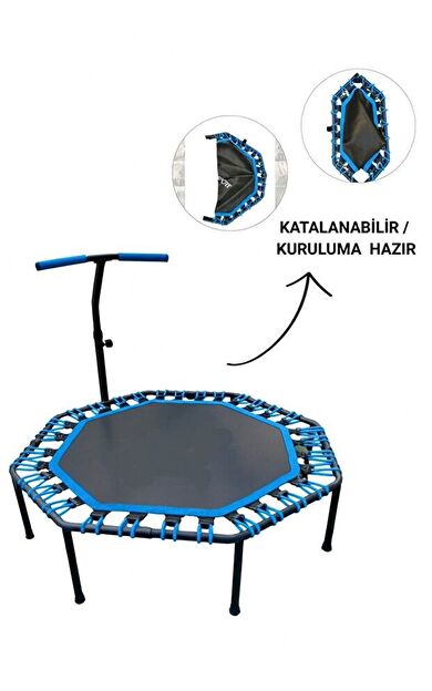 CKSPOR 135 cm Katlanabilir Sekizgen Step Trambolin – Tutunmalı, Ayarlanabilir Bar (Mavi)